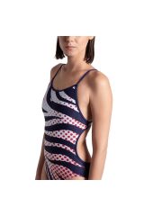 Multi Stripes Swimsuitalylace Back Kadın Yüzücü Mayosu 007158710