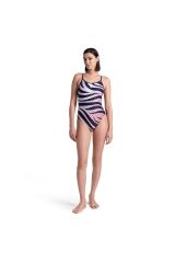 Multi Stripes Swimsuitalylace Back Kadın Yüzücü Mayosu 007158710