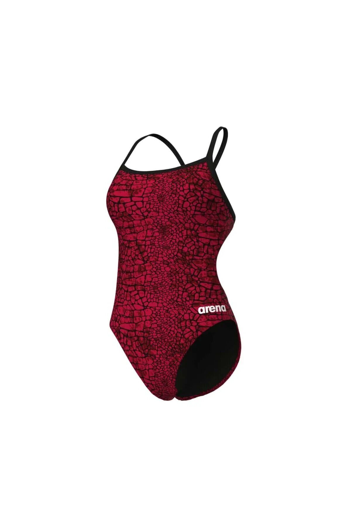 WOMEN'S SNAKESKIN SWIMSUIT CHALLENGE BACK BLACK-TEAM RED 36