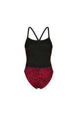 WOMEN'S SNAKESKIN SWIMSUIT CHALLENGE BACK BLACK-TEAM RED 38