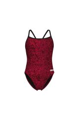 WOMEN'S SNAKESKIN SWIMSUIT CHALLENGE BACK BLACK-TEAM RED 38