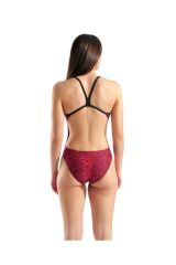 WOMEN'S SNAKESKIN SWIMSUIT CHALLENGE BACK BLACK-TEAM RED 34