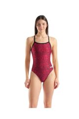 WOMEN'S SNAKESKIN SWIMSUIT CHALLENGE BACK BLACK-TEAM RED 40