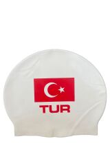 MİLLİ TAKIM BAYRAKLI SLİKON DELUXE YÜZÜCÜ HAVUZ VE DENİZ BONESİ Beyaz - Tek Ebat