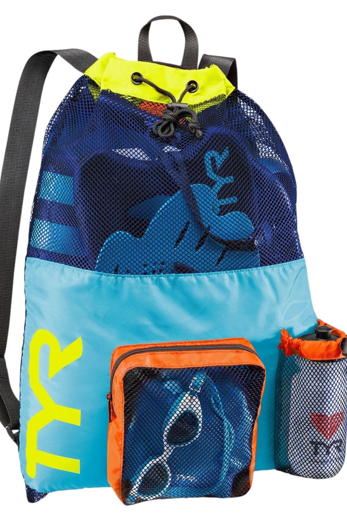 Big Mesh Mummy Yüzücü Sırt Çantası 40 Litre Mavi - Sarı - Turuncu