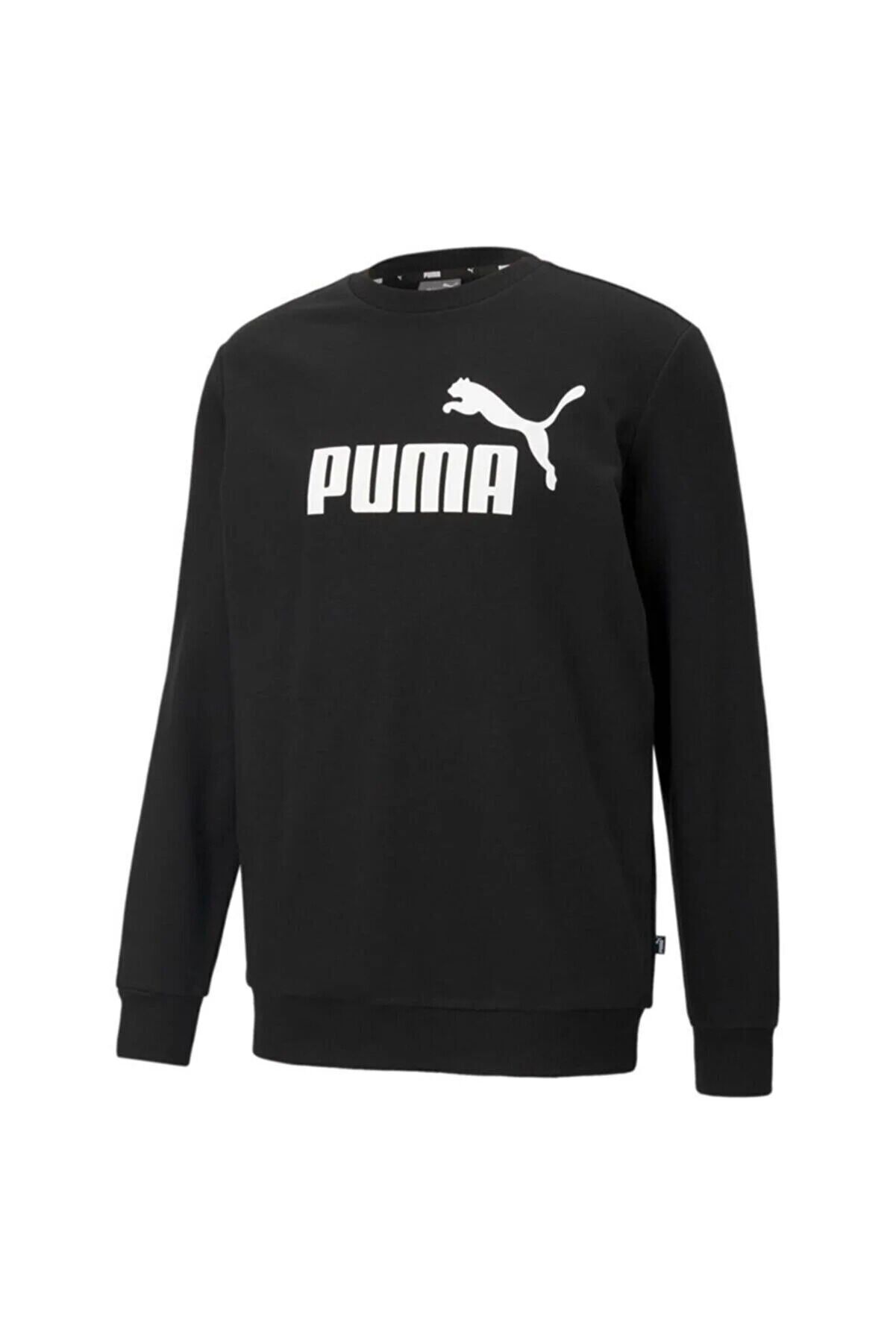 Ess Big Logo Crew - Unisex Siyah Pamuklu Sweatshirt