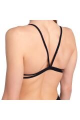 Swimsuit Lace Back Solid Kadın Siyah Yüzücü Mayo 004651501 38