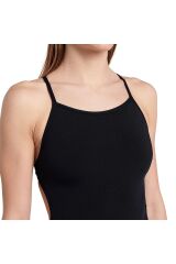 Swimsuit Lace Back Solid Kadın Siyah Yüzücü Mayo 004651501 34