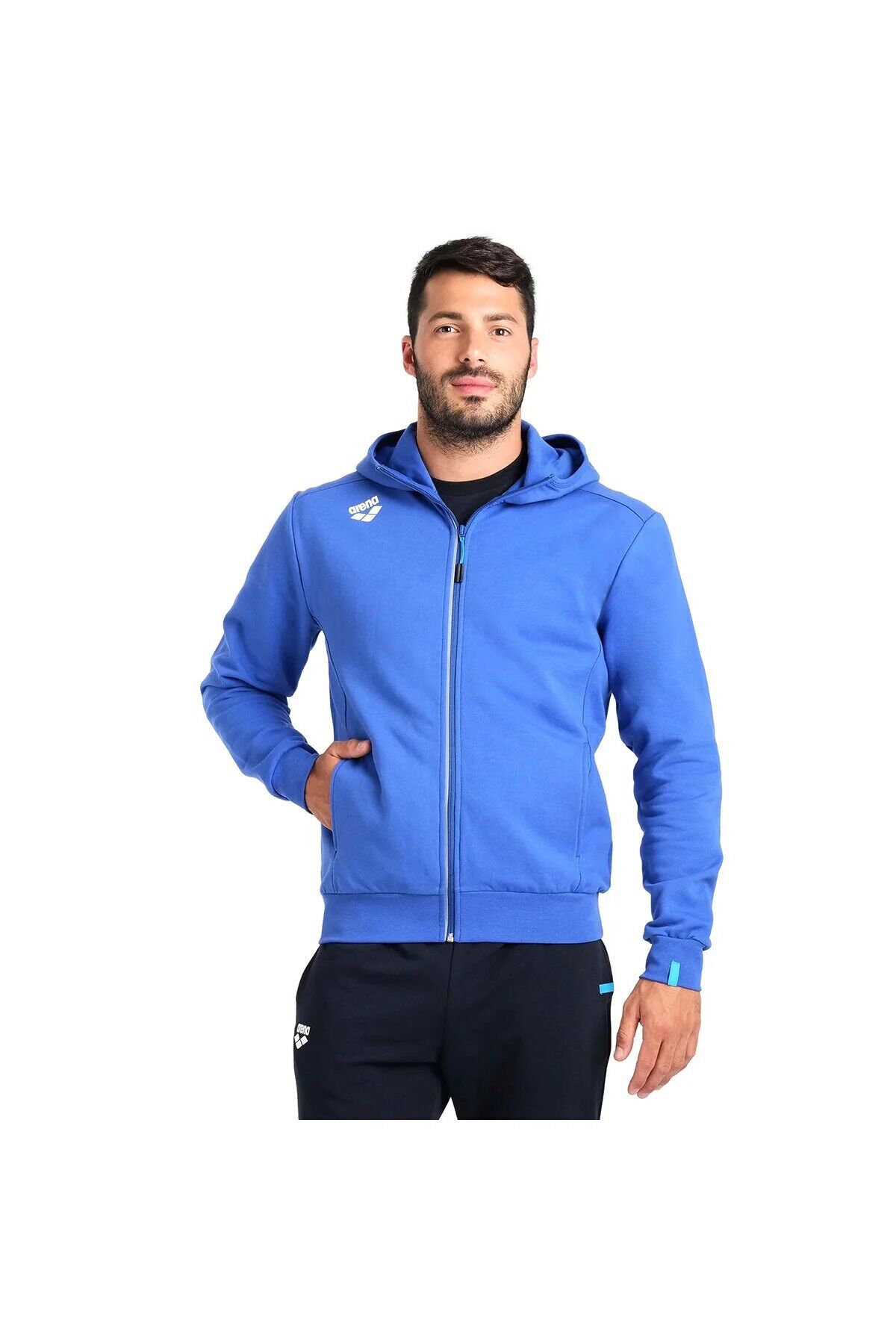 Team Hooded Panel Erkek Mavi Günlük Stil Ceket 004906800 L