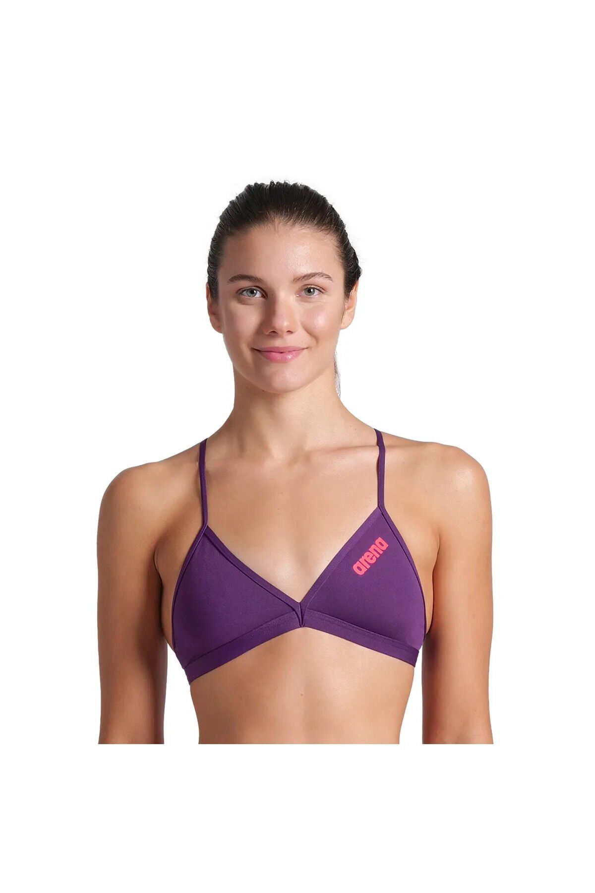 Team Swim Top Tie Back Solid Kadın Mor Yüzücü Bikini 004768930 38