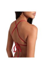 Team Swim Top Tie Back Solid Kadın Kırmızı Yüzücü Bikini Üstü 004768450 36