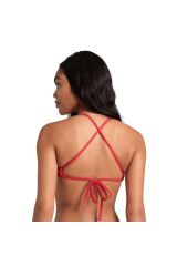 Team Swim Top Tie Back Solid Kadın Kırmızı Yüzücü Bikini Üstü 004768450 36