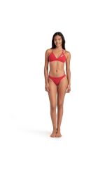 Team Swim Top Tie Back Solid Kadın Kırmızı Yüzücü Bikini Üstü 004768450 36