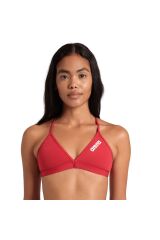Team Swim Top Tie Back Solid Kadın Kırmızı Yüzücü Bikini Üstü 004768450 40