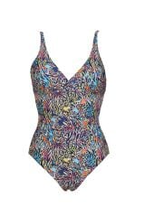 Arena W Printed V Neckline One Piece Kadın Yüzücü