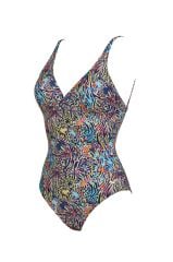 Arena W Printed V Neckline One Piece Kadın Yüzücü