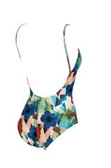 Arena W Printed V Neckline One Piece Kadın Yüzücü Mayosu