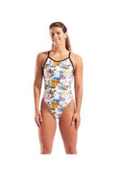 W Collage Swimsuit X-Criss Cross Back white kadın mayosu
