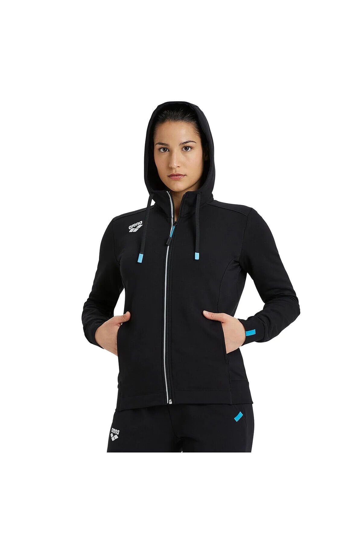 Team Hooded Jacket Panel Kadın Siyah Günlük Stil Ceket 004895500