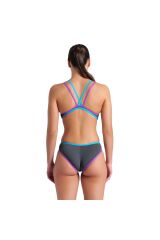 One Double Cross Back One Piece Kadın Gri Yüzücü Mayosu 004732598