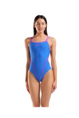 Solid Swimsuit Double Cross Back Kadın Yüzücü Mayo