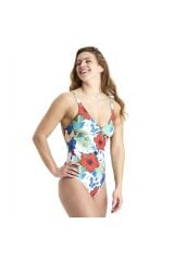 W Printed V Neckline One Piece Kadın Yüzücü Mayosu 005174800