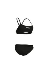 WOMEN'S BIKINI BANDEAU SOLID BLACK-WHITE 36