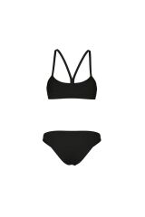 WOMEN'S BIKINI BANDEAU SOLID BLACK-WHITE 32