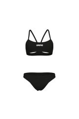WOMEN'S BIKINI BANDEAU SOLID BLACK-WHITE 32