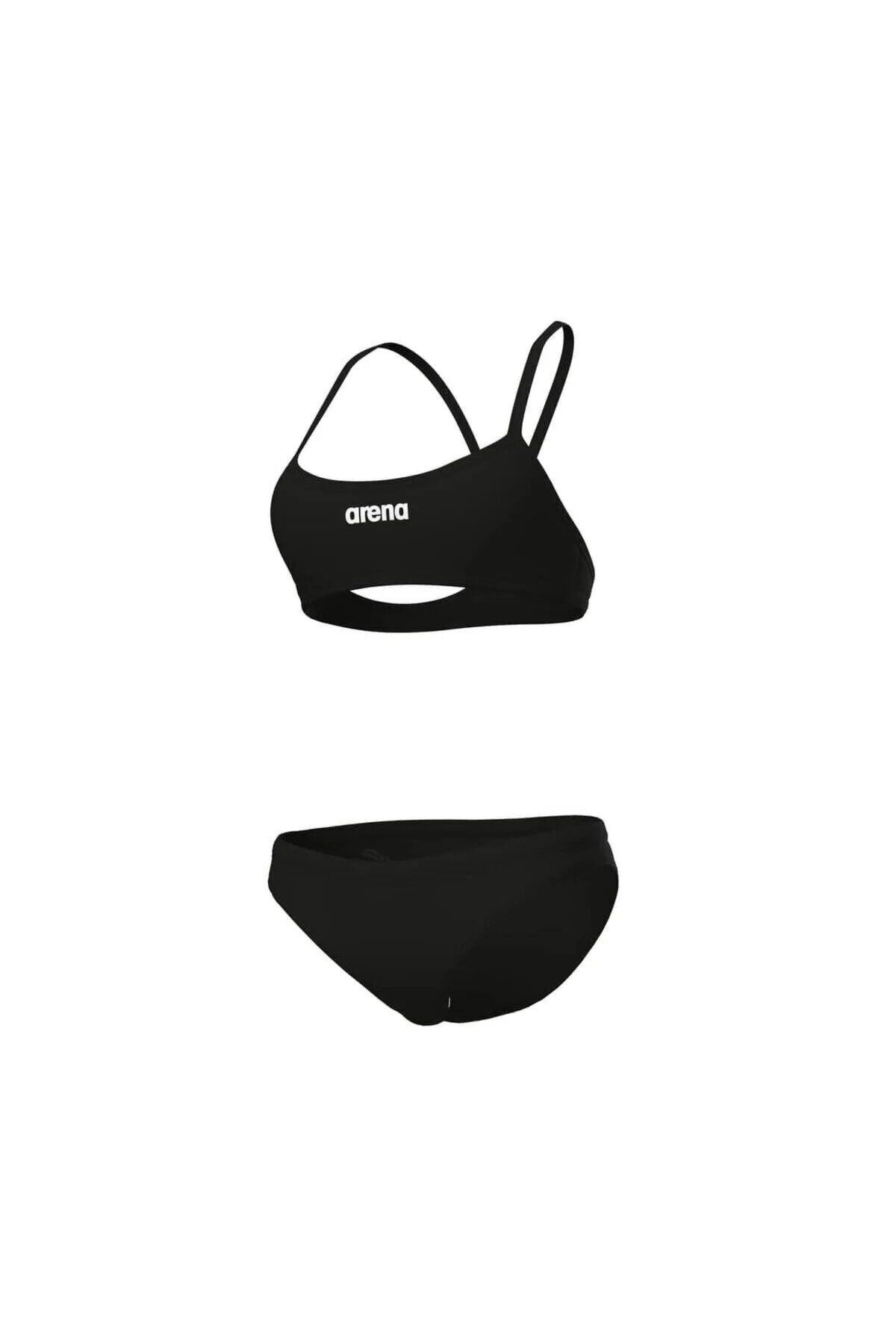 WOMEN'S BIKINI BANDEAU SOLID BLACK-WHITE 32