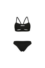 WOMEN'S BIKINI BANDEAU SOLID BLACK-WHITE 32