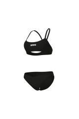 WOMEN'S BIKINI BANDEAU SOLID BLACK-WHITE 34