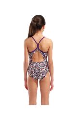 GIRL'S FUN SKULLS SWIMSUIT LIGHTDROP BACK L MULTI BLACK-PLUM 12-13 YAŞ
