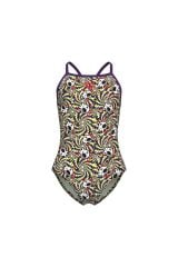 GIRL'S FUN SKULLS SWIMSUIT LIGHTDROP BACK L MULTI BLACK-PLUM 8-9 YAŞ