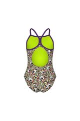 GIRL'S FUN SKULLS SWIMSUIT LIGHTDROP BACK L MULTI BLACK-PLUM 8-9 YAŞ