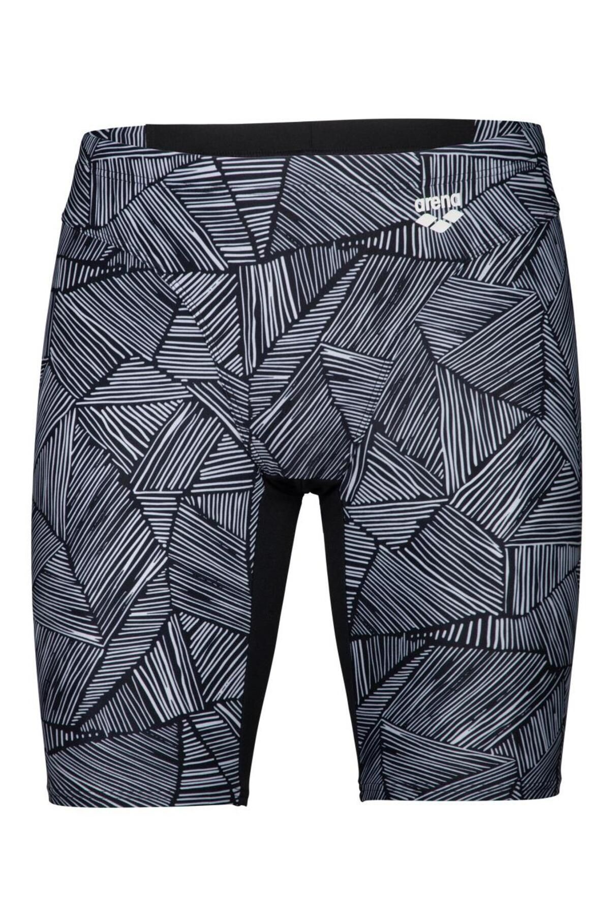 MEN'S ARENA OVERVIEW SWIM JAMMER BLACK WHITE MULTI