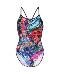 ARENA WOMEN'S SWIMSUIT LACE BACK ALLOVER KADIN YÜZÜCÜ MAYOSU