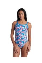 WOMEN'S ARENA MULTI CAMO SWIMSUIT CHALLENGE BACK BLUE RIVER WHITE MULTI