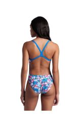 WOMEN'S ARENA MULTI CAMO SWIMSUIT CHALLENGE BACK BLUE RIVER WHITE MULTI