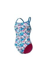 WOMEN'S ARENA MULTI CAMO SWIMSUIT CHALLENGE BACK BLUE RIVER WHITE MULTI