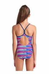 Racing Stripe Swimsuit Lightdrop Back Çocuk Çok Renkli Yüzücü Mayosu