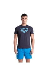 Solid Cotton Erkek Lacivert Günlük Stil T-Shirt 006390781