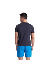 Solid Cotton Erkek Lacivert Günlük Stil T-Shirt 006390781