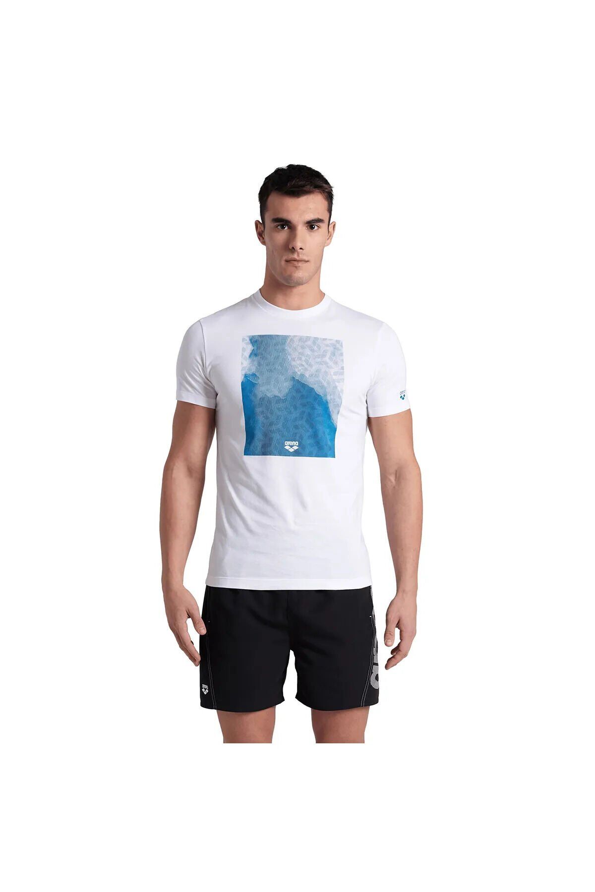 Solid Cotton Erkek Mavi Günlük Stil T-shirt 006390580