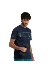 Logo Cotton Erkek Mavi Günlük Stil T-shirt 005336706