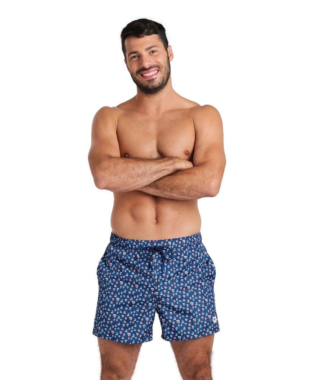 Arena Beach Short Allover Navy Multı Erkek Deniz Şortu Lacivert