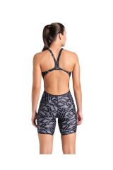 Printed Full Body Kadın Siyah Yüzücü Mayosu 007909500