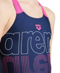 Arena Girls Swimsuit V Back Graphic Kız Yüzücü Mayosu