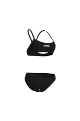 WOMEN'S BIKINI BANDEAU SOLID BLACK-WHITE