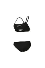 WOMEN'S BIKINI BANDEAU SOLID BLACK-WHITE